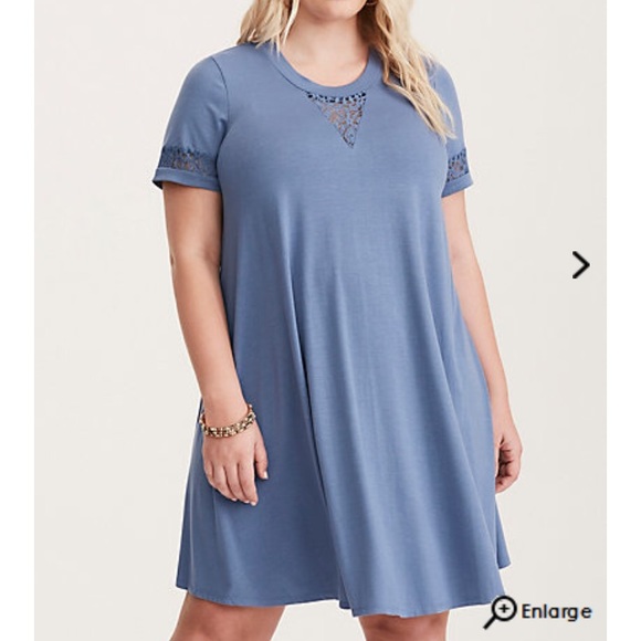 Light Blue Lace Inset Trapeze Dress RTL :$58.90 - Picture 2 of 4